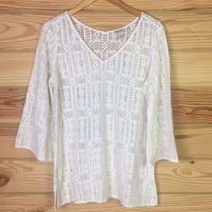 Lucky Brand medium cream open wear Boho Tunic top